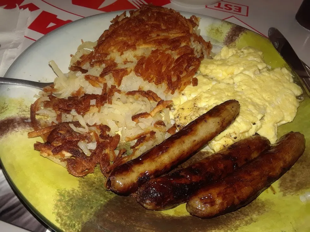 Eggs Hash Browns and Sausage Links
